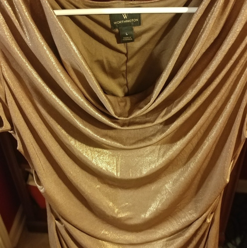 Worthington gold slink dress